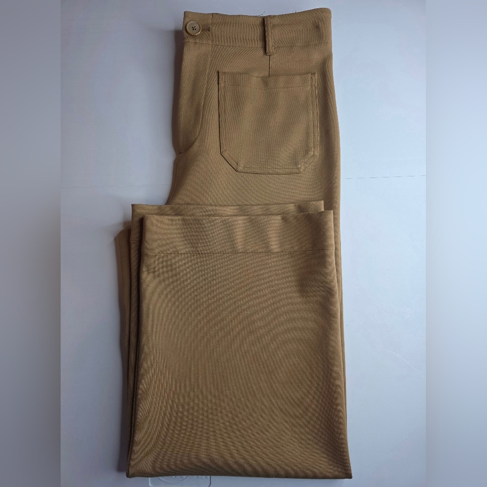 Jones & Co Tan High Rise Wide Leg Ankle Trousers Stretch Thick Size 10 2250-Ai - Picture 12 of 12